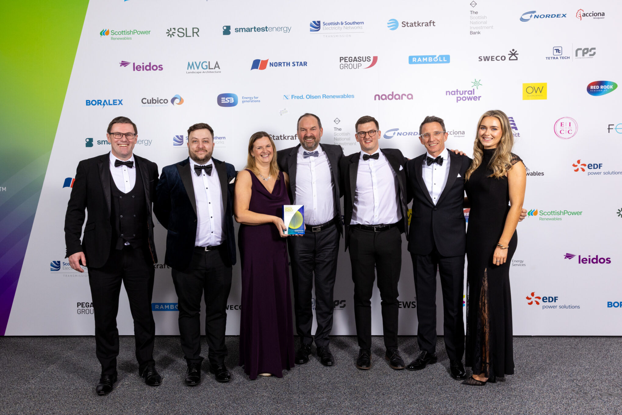 OutstandingService Sponsor Enda Malloy Sponsor Paul Cavanagh Ocean Winds Fiona Stryjewski Lea James Harley Pople Malcolm Paterson Bridin Ryan H&MV Engineering win at the Scottish Green Energy Awards 2025